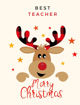 Picture of BEST TEACHER REINDEER CHRISTMAS CARD